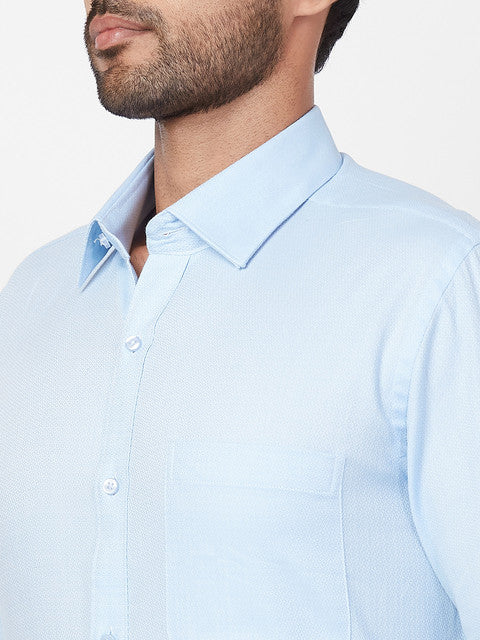 Raymond Men Blue Regular Fit Structured Shirt