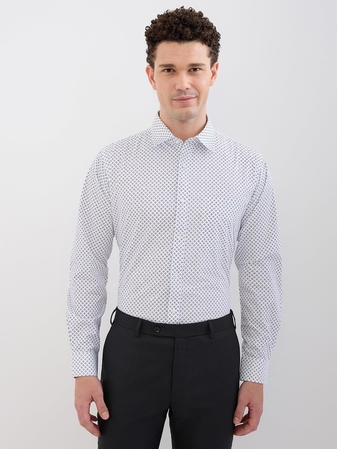 Raymond Men Blue Slim Fit Printed Formal Shirt