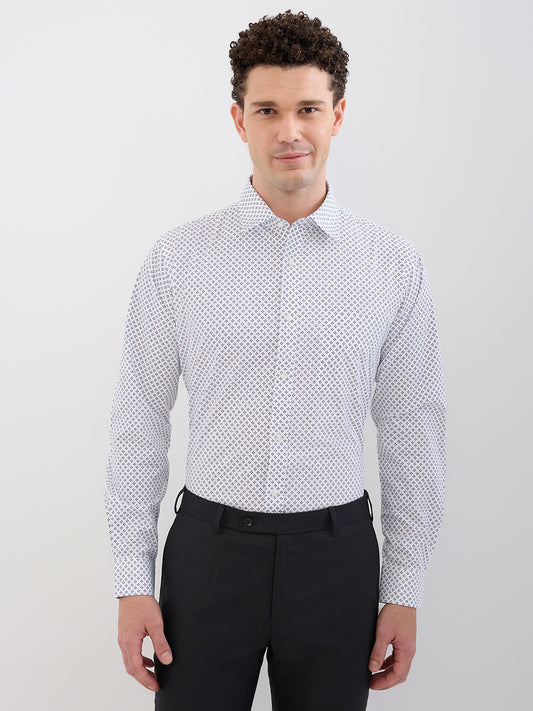Raymond Men Blue Slim Fit Printed Formal Shirt