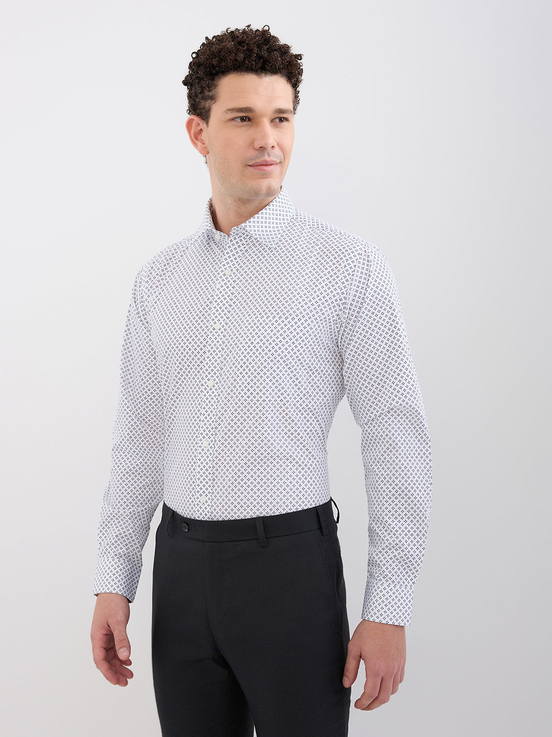 Raymond Men Blue Slim Fit Printed Formal Shirt