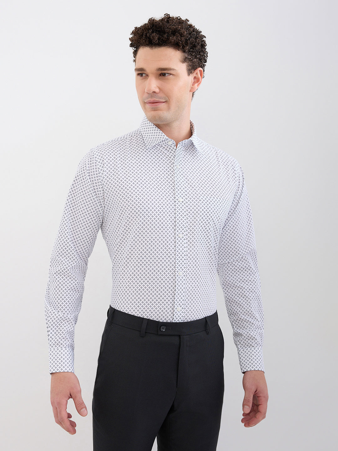 Raymond Men Blue Slim Fit Printed Formal Shirt