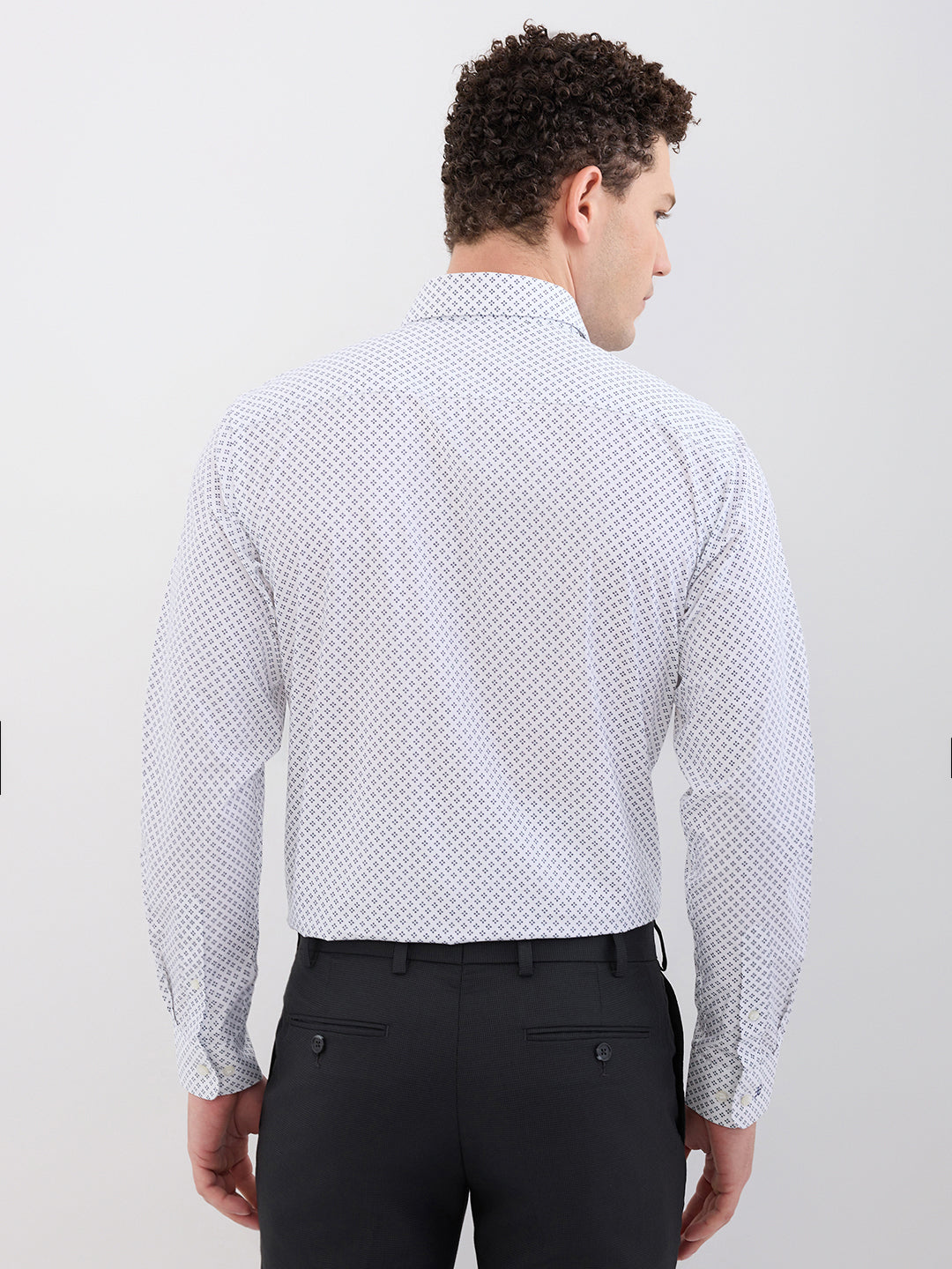 Raymond Men Blue Slim Fit Printed Formal Shirt
