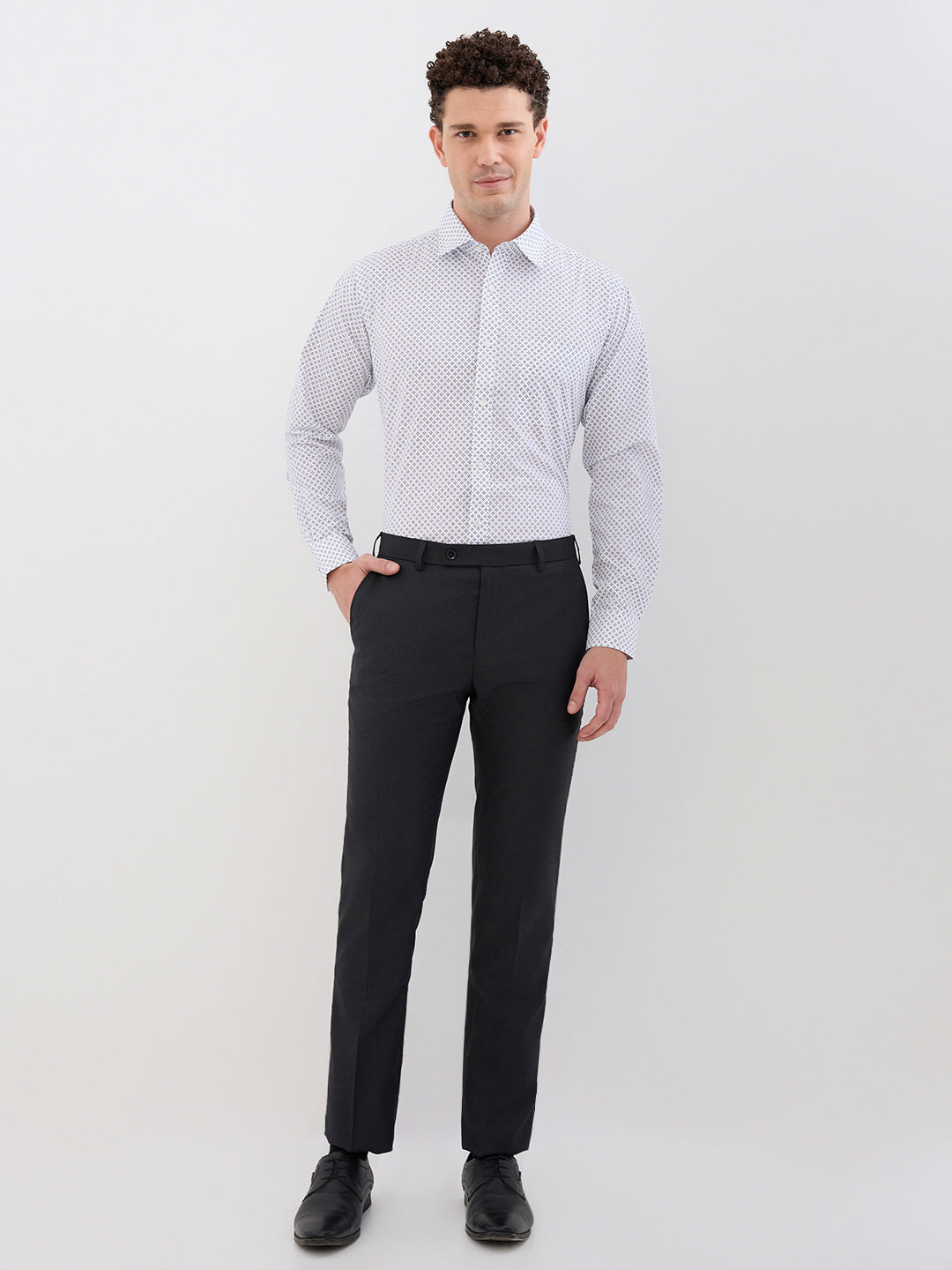 Raymond Men Blue Slim Fit Printed Formal Shirt