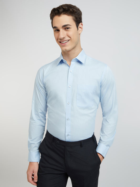 Raymond Men Blue Slim Fit Solid Shirt