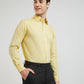 Raymond Men Yellow Solid Slim Fit Cotton Formal Shirt