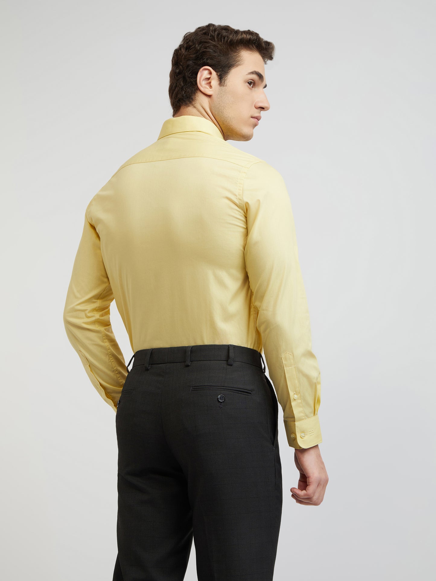 Raymond Men Yellow Solid Slim Fit Cotton Formal Shirt