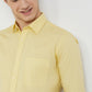 Raymond Men Yellow Solid Slim Fit Cotton Formal Shirt