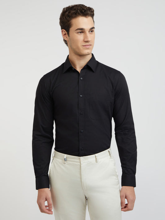 Raymond Men Green Solid Slim Fit Cotton Shirt
