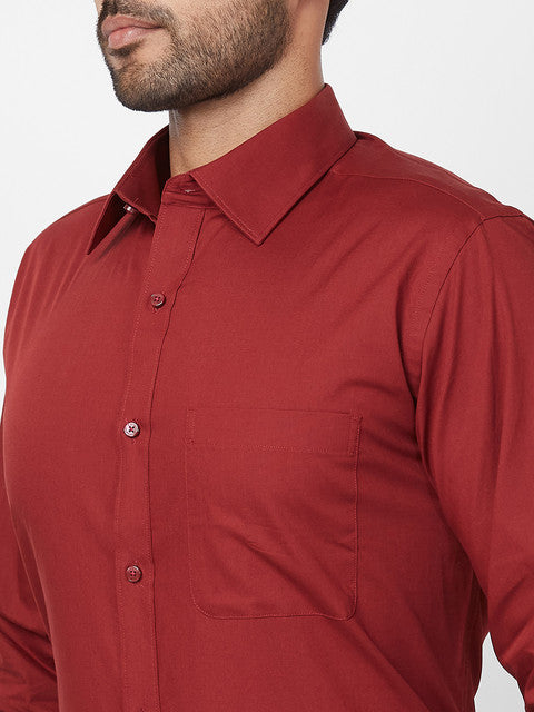 Raymond Men Red Slim Fit Solid Shirt