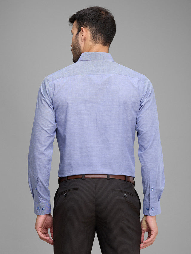 Raymond Blue Solid Slim Fit Full Sleeve Cotton Shirt – MyRaymond