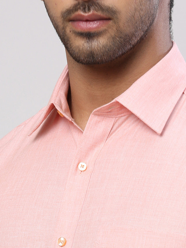 Raymond Orange Solid Slim Fit Cotton Formal Shirt