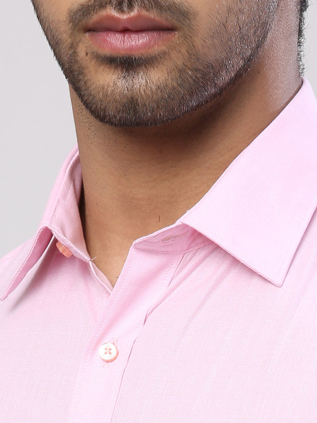 Raymond Men Pink Solid Slim Fit Cotton Formal Shirt