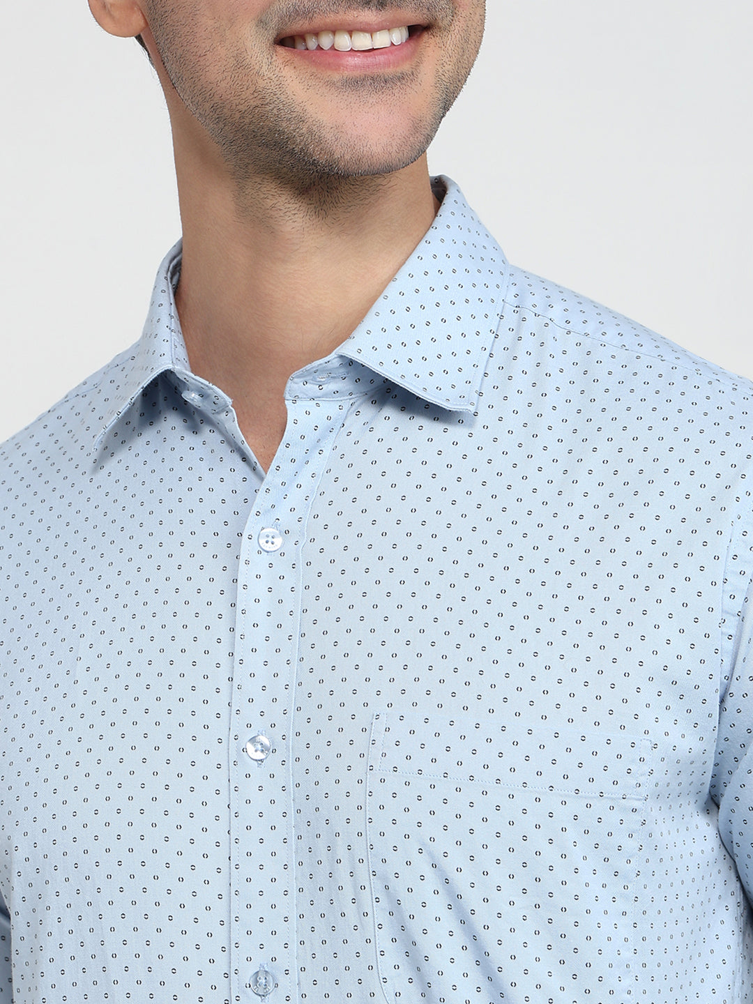 Raymond Men Blue Slim Fit Print Formal Shirt