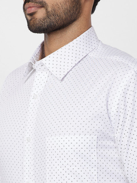 Raymond Men White Slim Fit Printed Shirt