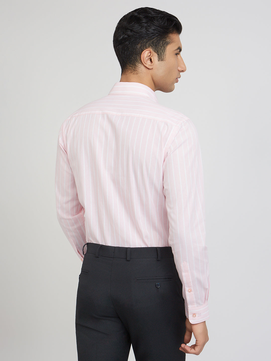 Raymond Men Pink Striped Cotton Formal Shirt