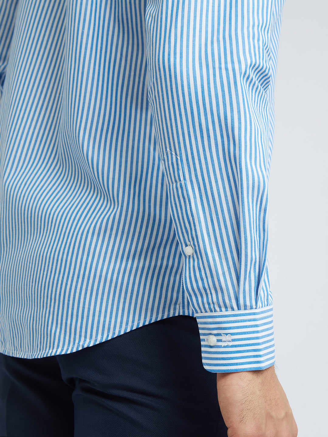 Raymond Blue Stripe Slim Fit Cotton Formal Shirt