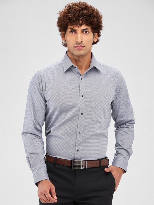 Raymond Grey Structure Slim Fit Cotton Formal Shirt