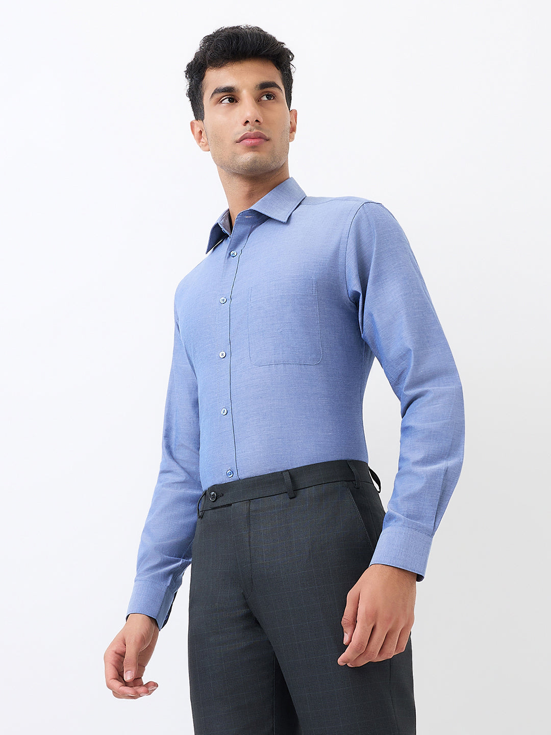 Raymond Men Blue Slim Fit Solid Formal Shirt – MyRaymond