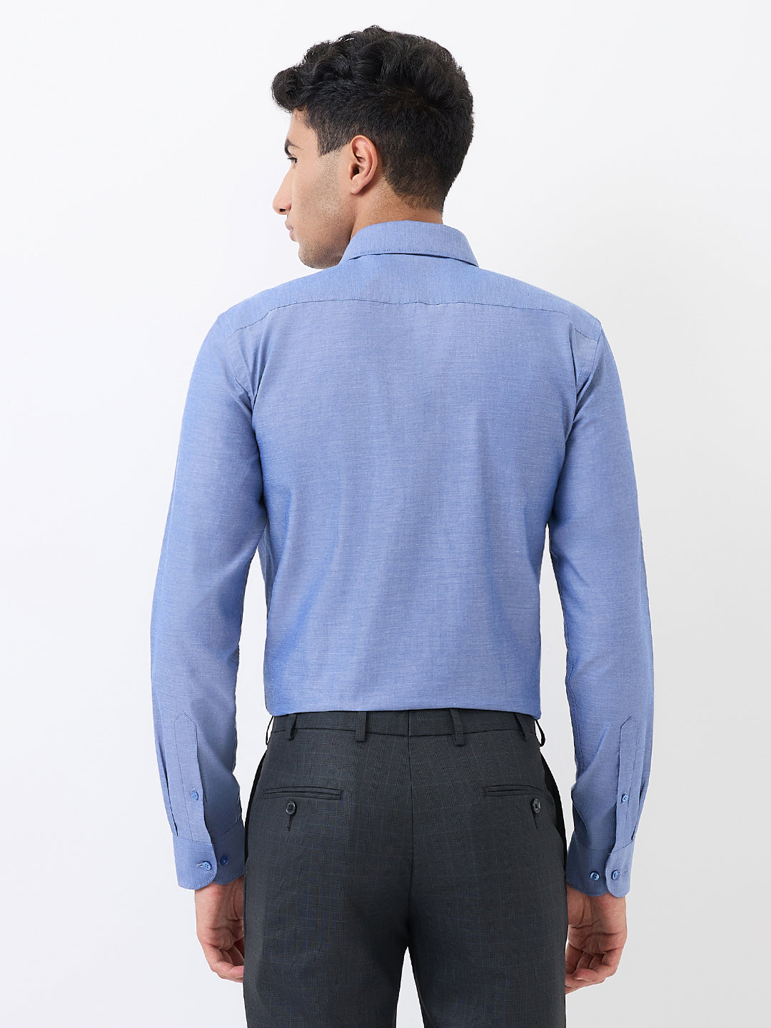 Raymond Men Blue Slim Fit Solid Formal Shirt