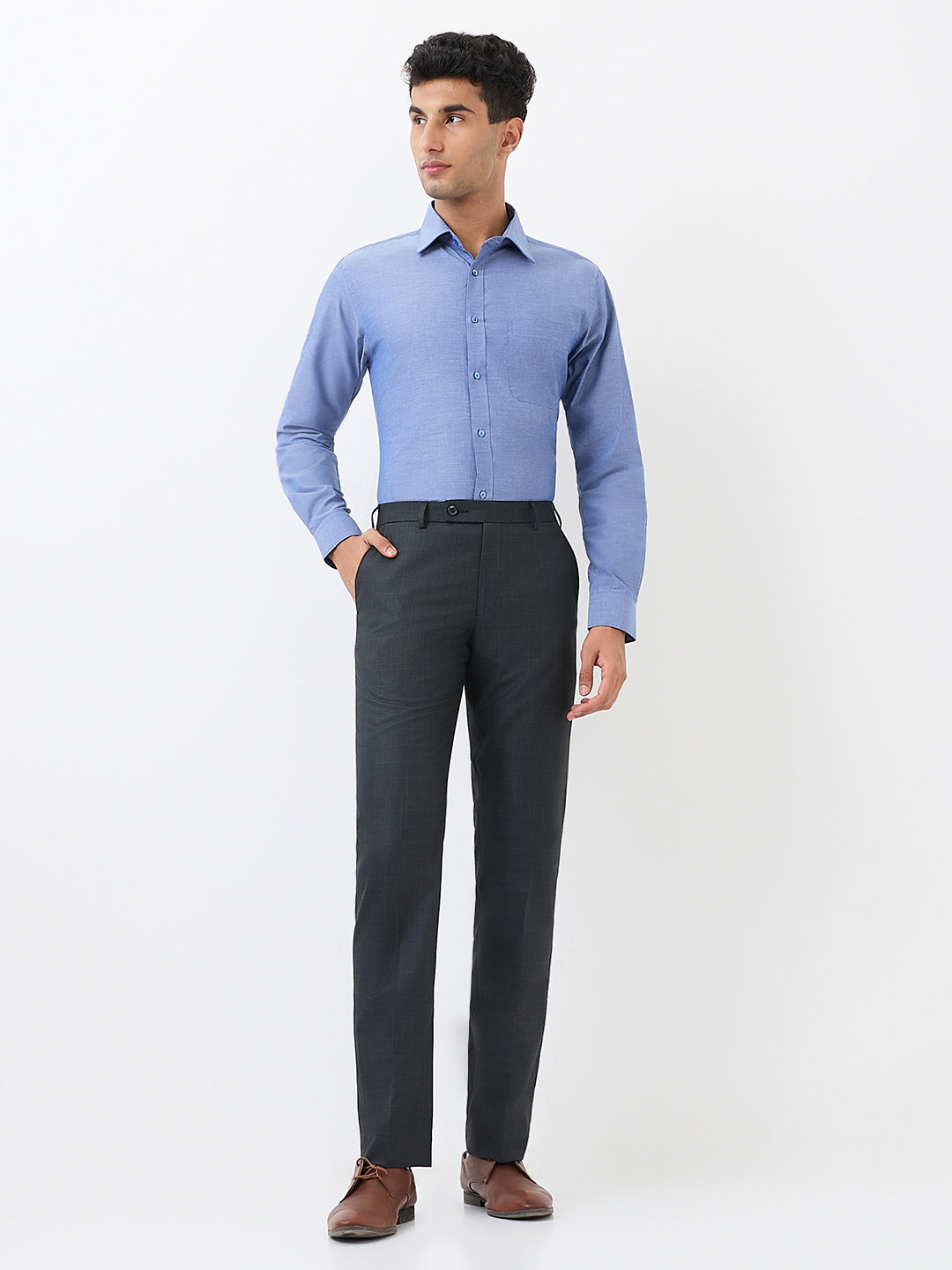 Raymond Men Blue Slim Fit Solid Formal Shirt