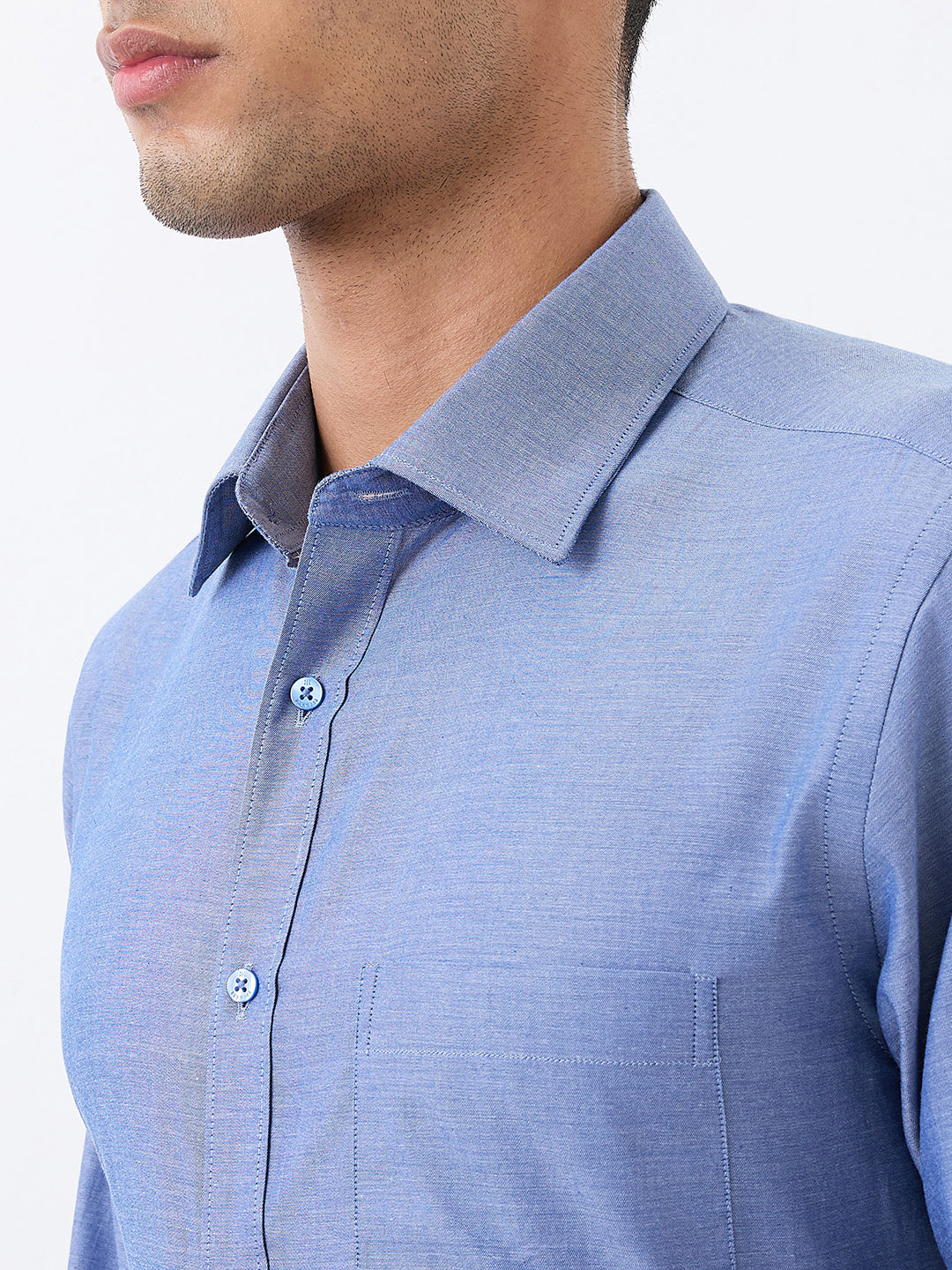 Raymond Men Blue Slim Fit Solid Formal Shirt