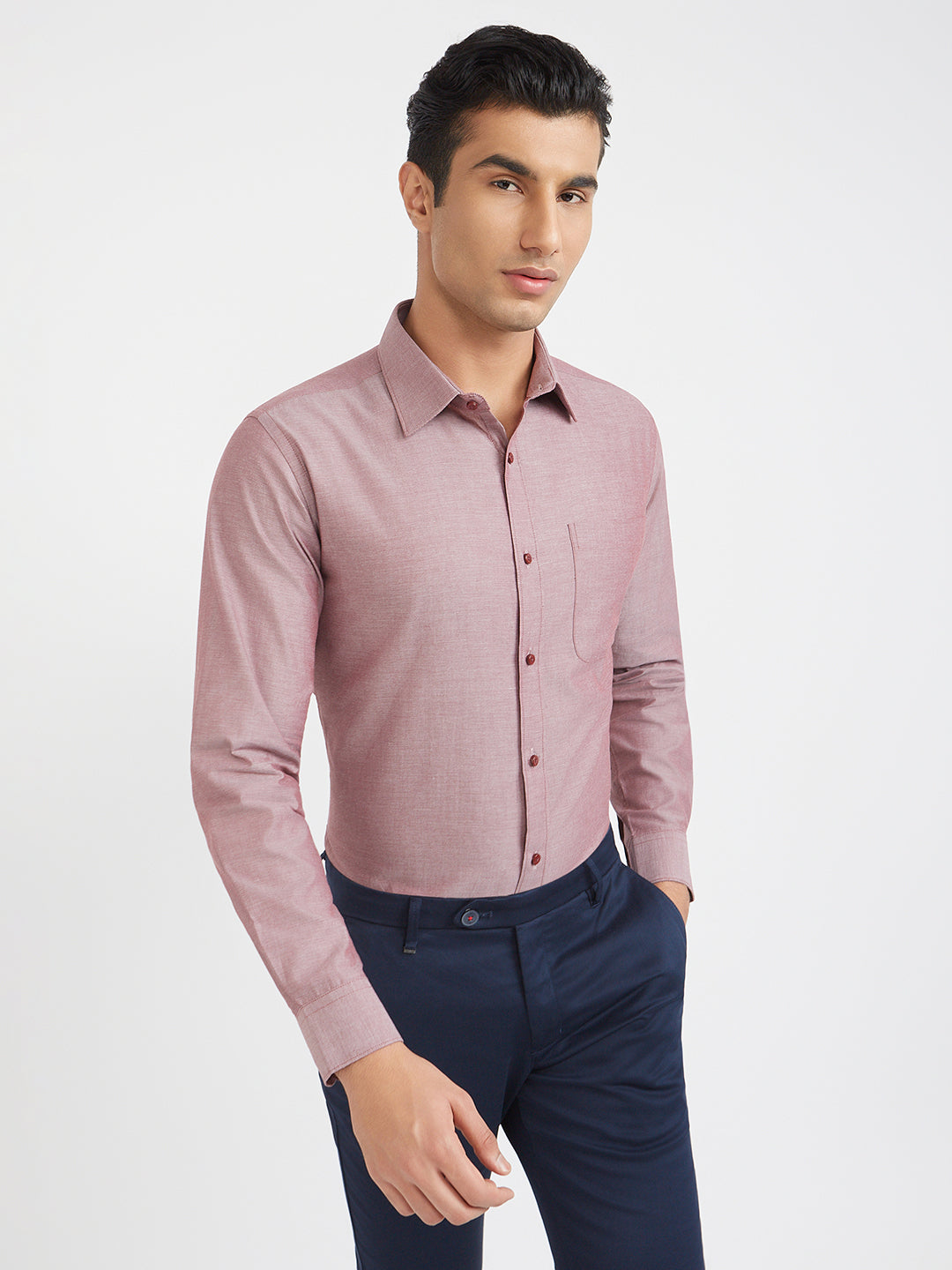 Raymond Men Red Slim Fit Solid Formal Shirt