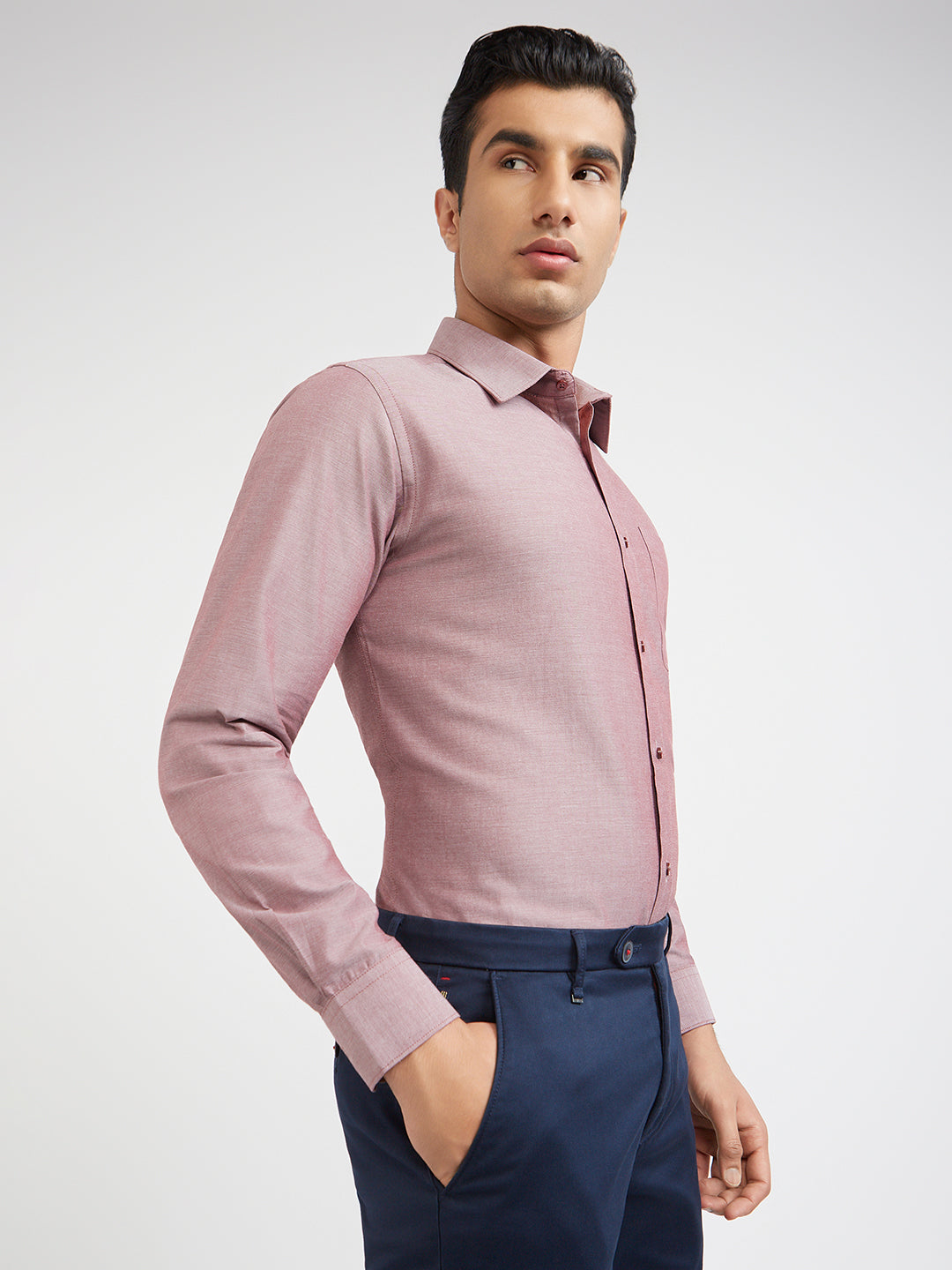 Raymond Men Red Slim Fit Solid Formal Shirt
