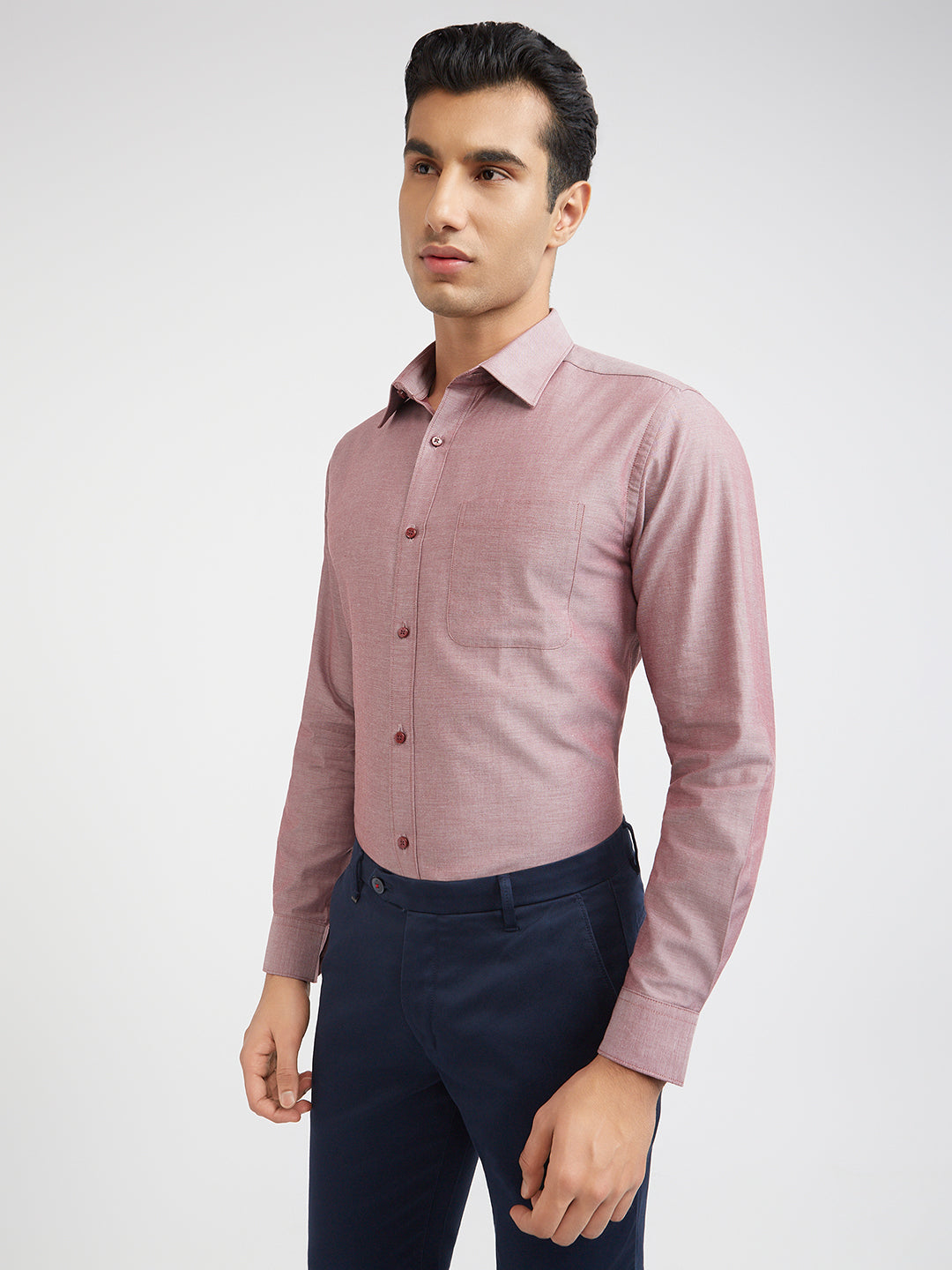 Raymond Men Red Slim Fit Solid Formal Shirt