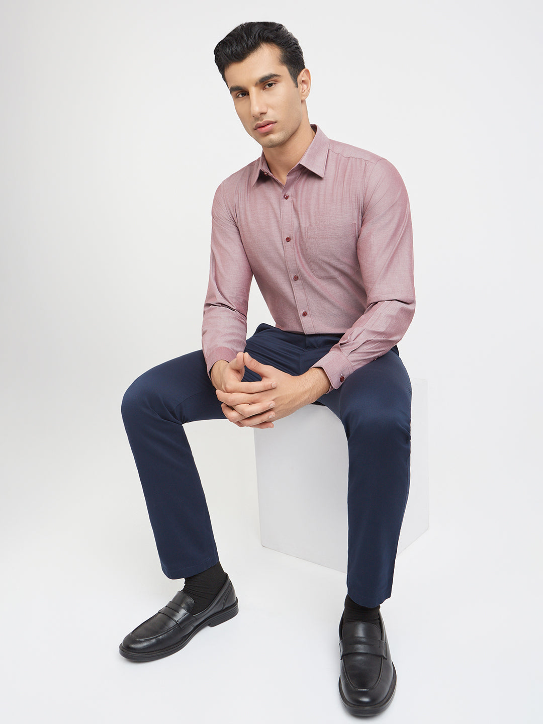 Raymond Men Red Slim Fit Solid Formal Shirt