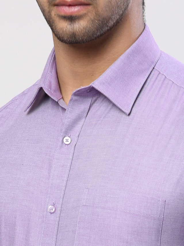 Raymond Purple Solid Slim Fit Cotton Formal Shirt