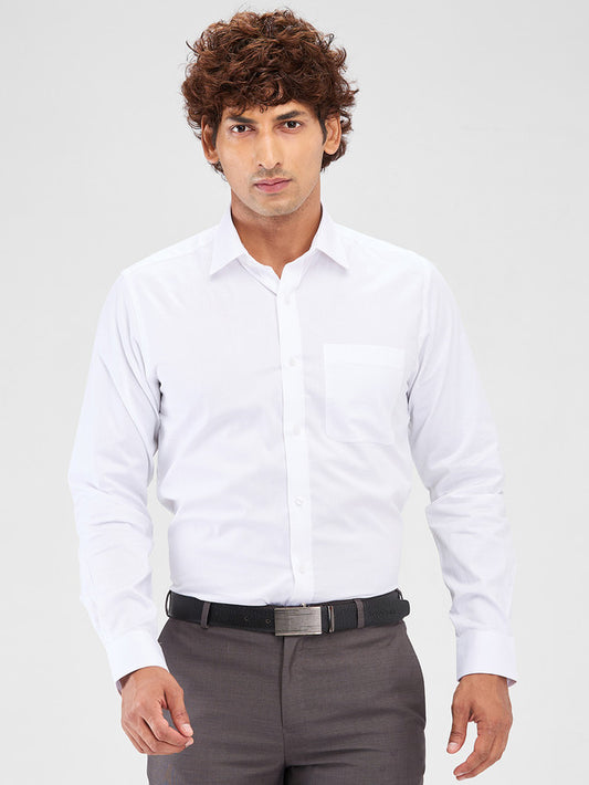 Raymond White Solid Slim Fit Cotton Formal Shirt