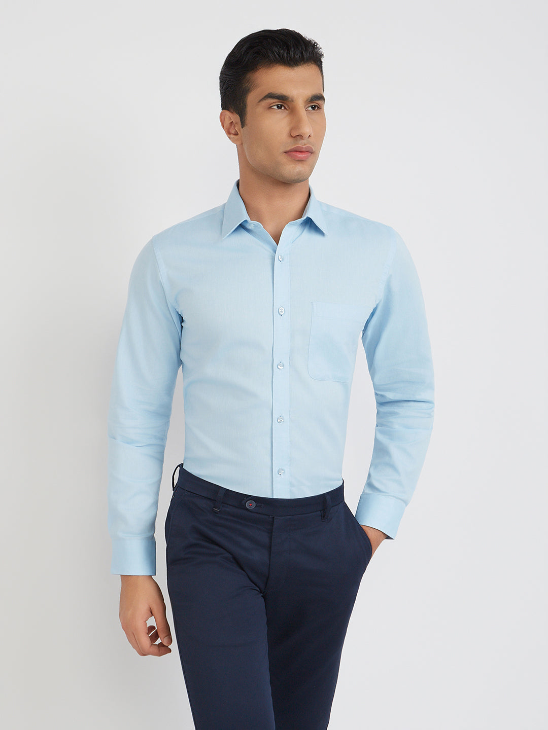 Raymond Men Blue Slim Fit Structured Shirt