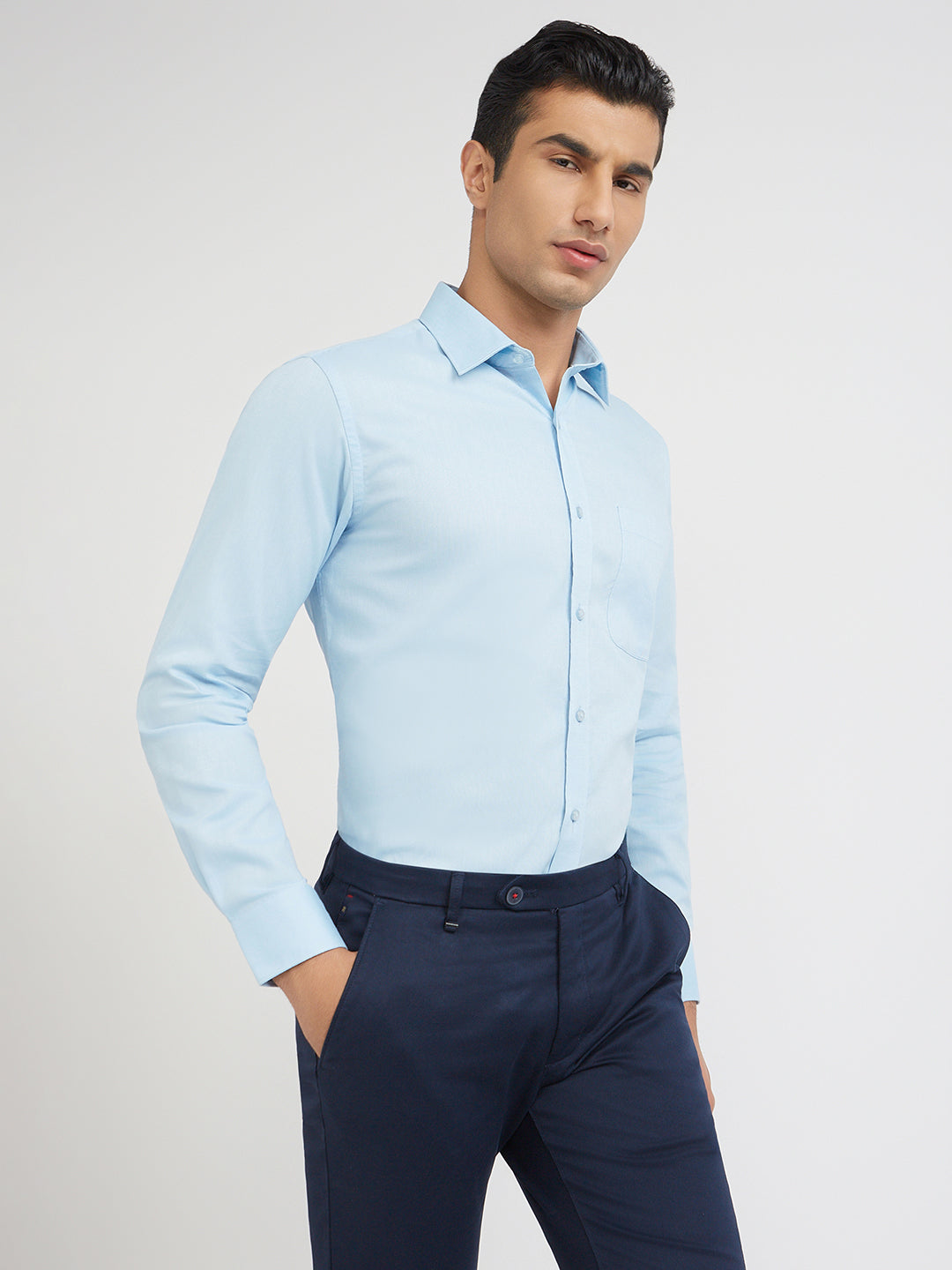 Raymond Men Blue Slim Fit Structured Shirt