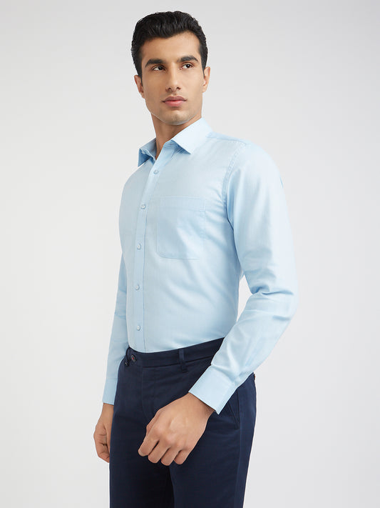 Raymond Men Blue Slim Fit Structured Shirt