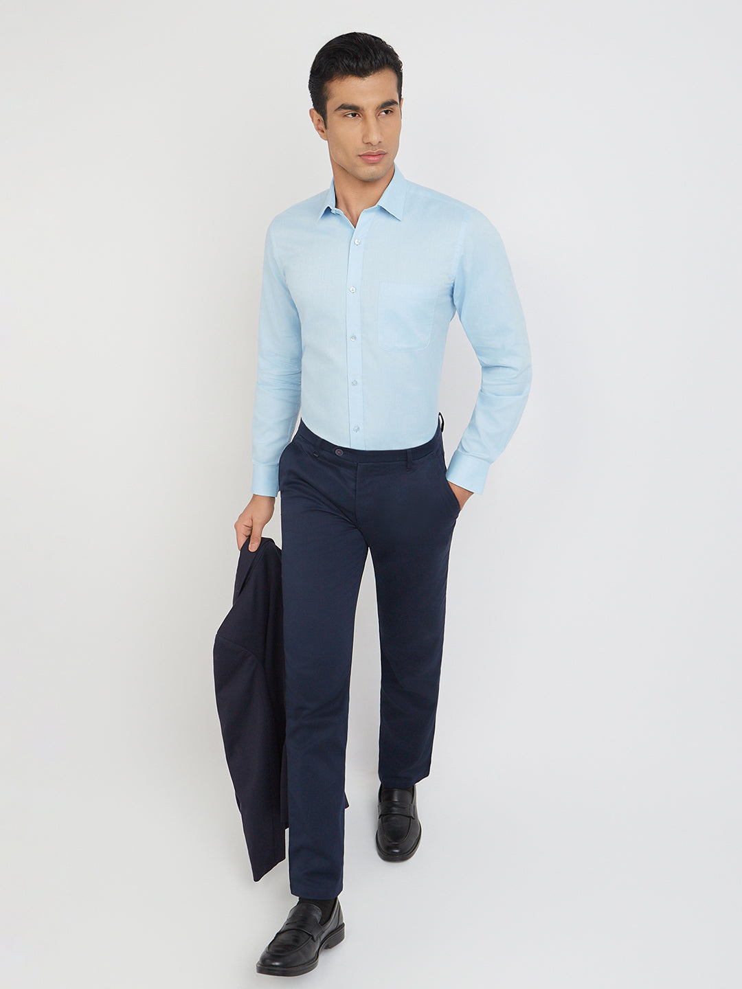 Raymond Men Blue Slim Fit Structured Shirt