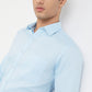 Raymond Men Blue Slim Fit Structured Shirt