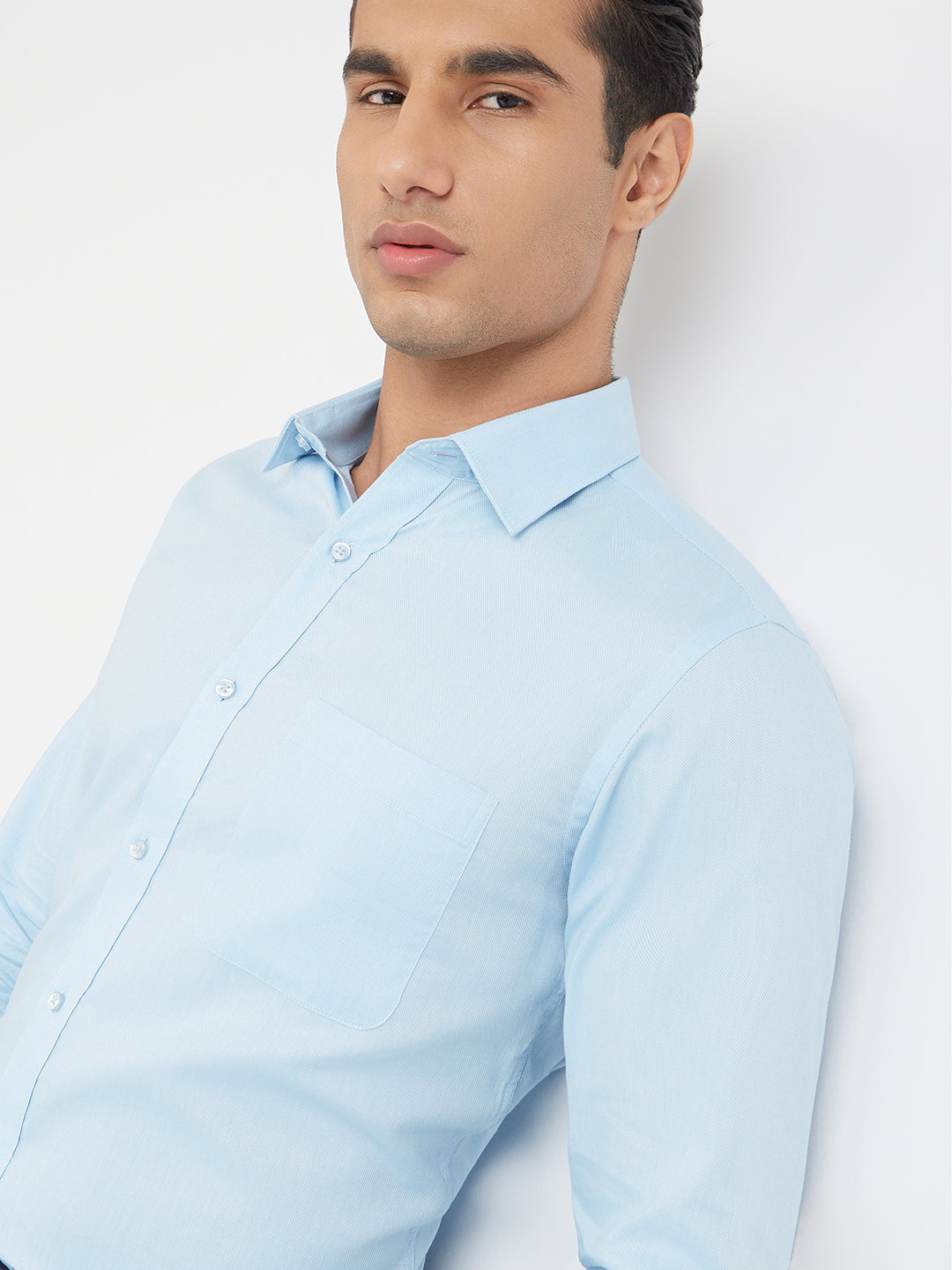 Raymond Men Blue Slim Fit Structured Shirt