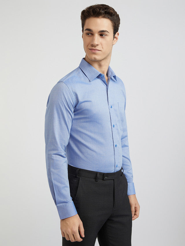 Raymond Men Blue Structure Slim Fit Cotton Shirt