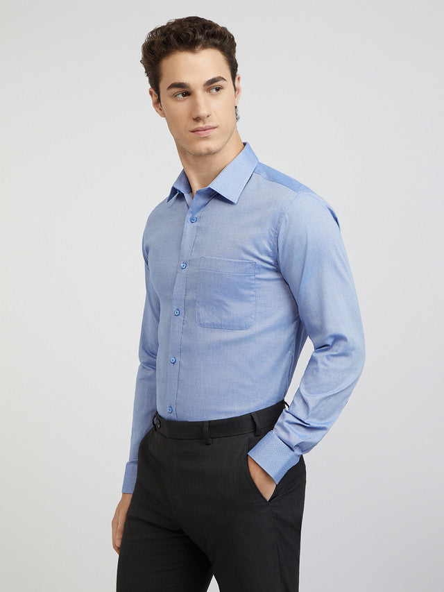 Raymond Men Blue Structure Slim Fit Cotton Shirt