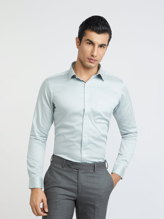 Raymond Grey Solid Slim Fit Cotton Formal Shirt