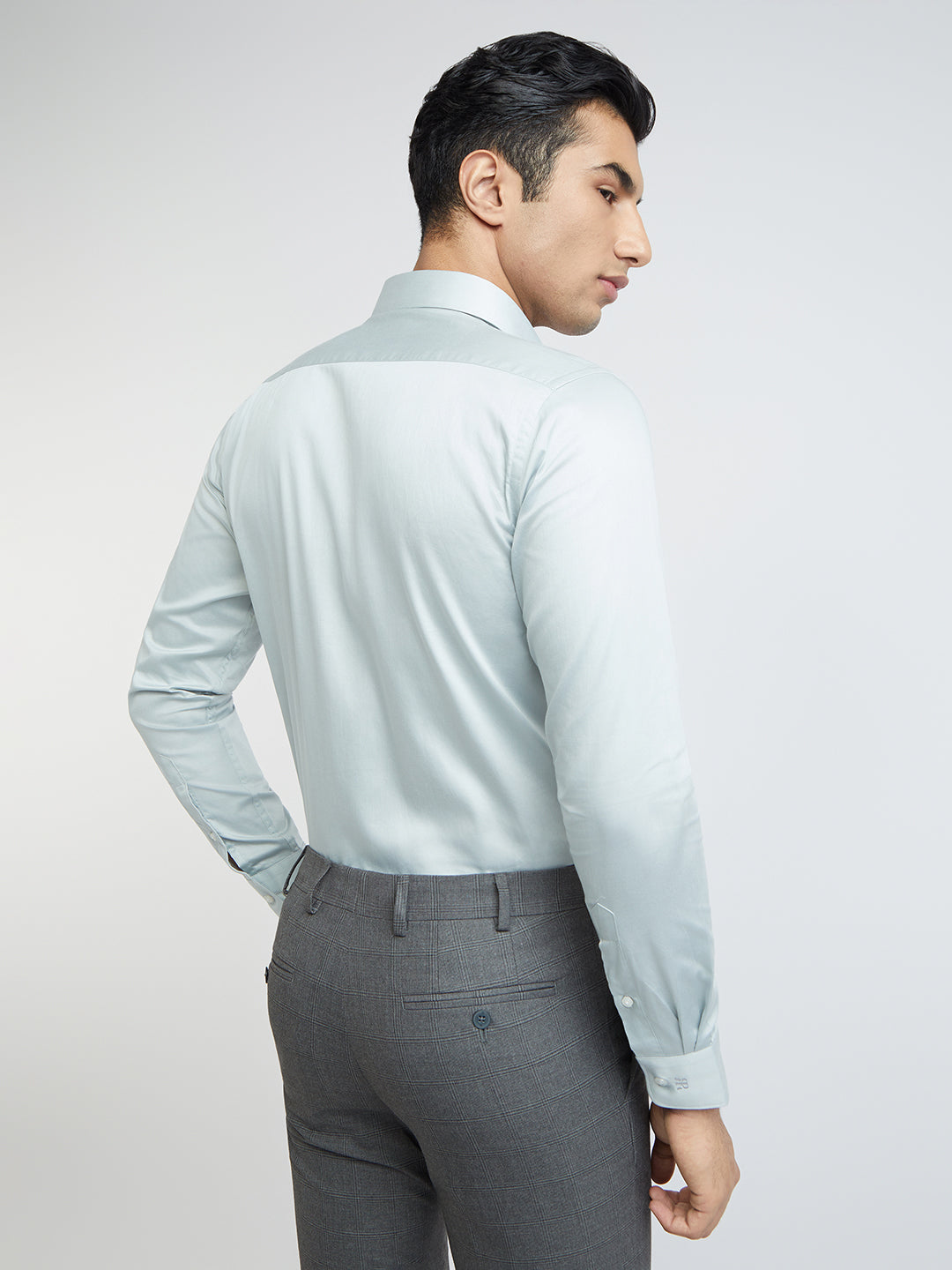 Raymond Grey Solid Slim Fit Cotton Formal Shirt