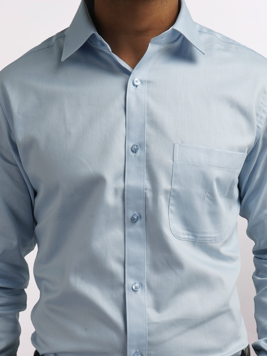 Raymond Blue Solid Slim Fit Cotton Formal Shirt