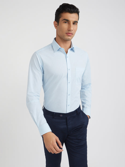 Raymond Blue Solid Slim Fit Cotton Formal Shirt