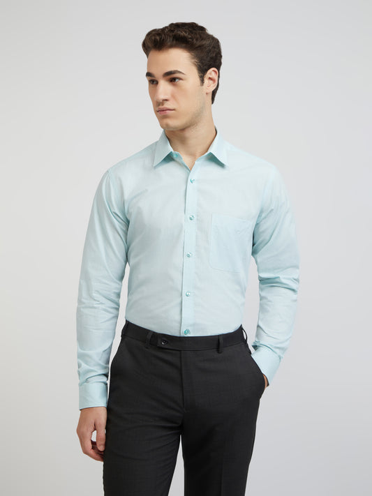 Raymond Blue Solid Slim Fit Cotton Formal Shirt