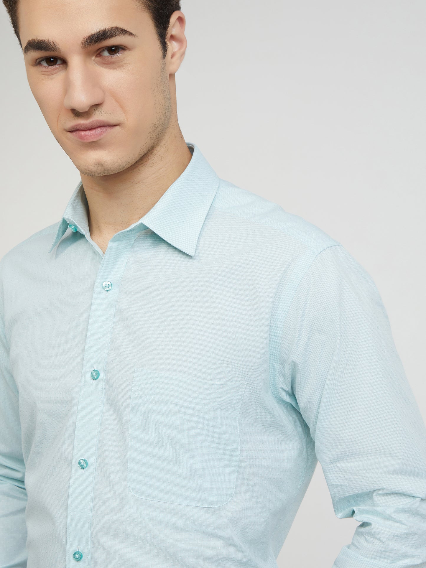 Raymond Blue Solid Slim Fit Cotton Formal Shirt