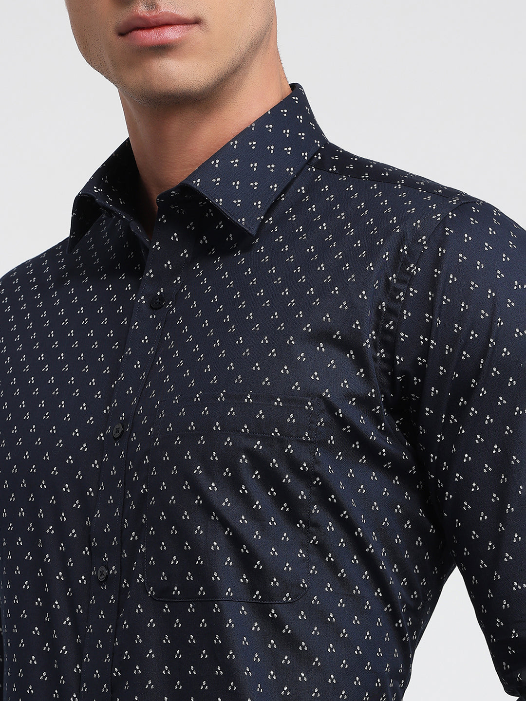 Raymond Men Blue Slim Fit Print Formal Shirt