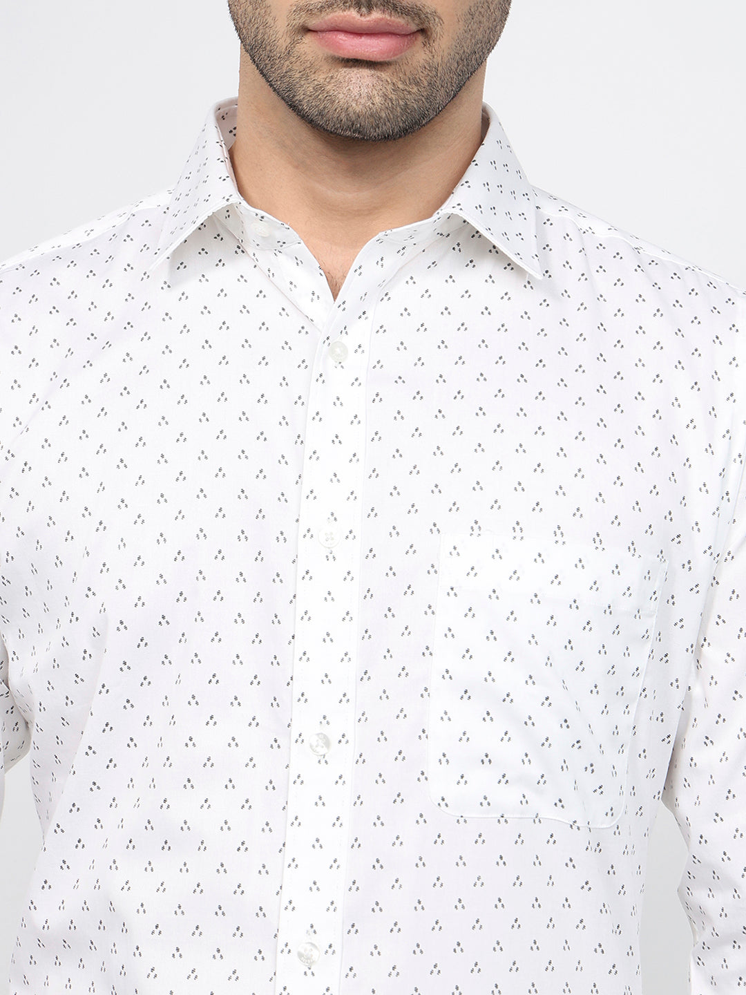 Raymond Men White Slim Fit Print Formal Shirt