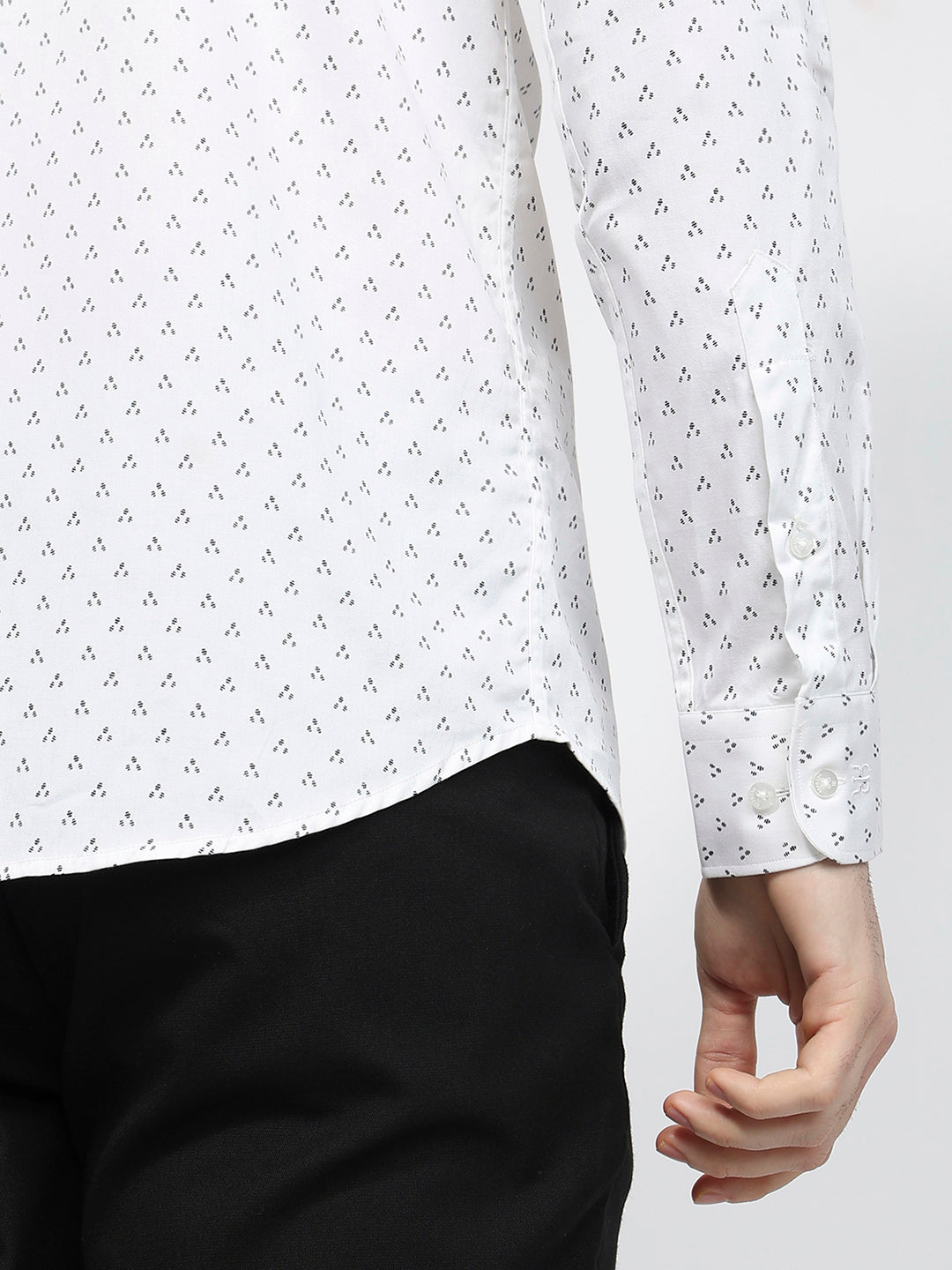 Raymond Men White Slim Fit Print Formal Shirt