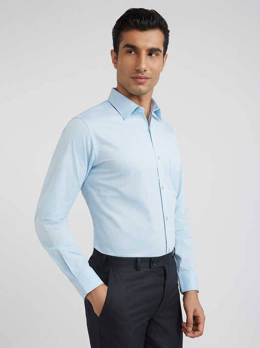 Raymond Blue Structure Slim Fit Full Sleeve Cotton Shirt