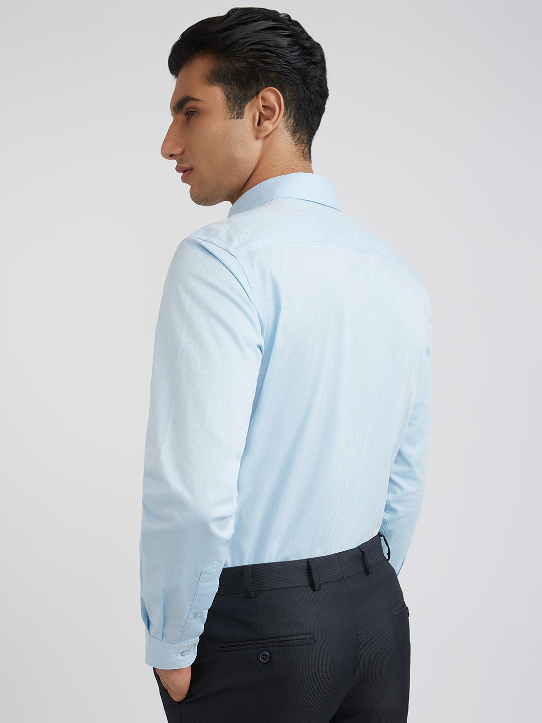 Raymond Blue Structure Slim Fit Full Sleeve Cotton Shirt